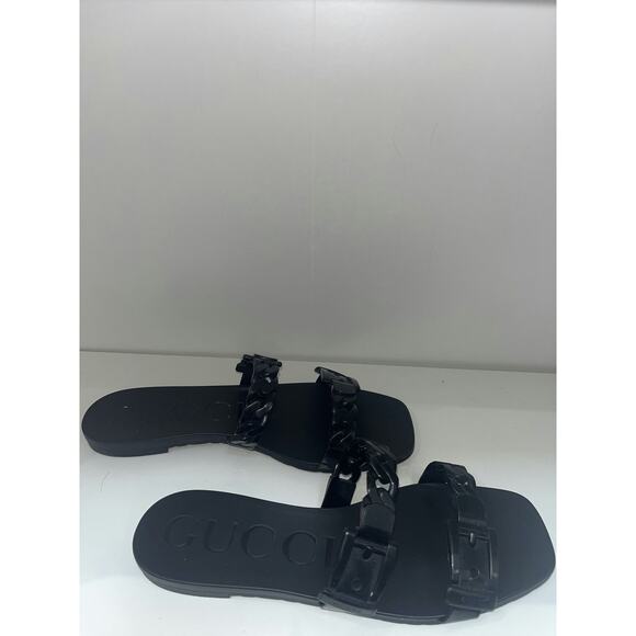 Gucci Black Rubber Chain Link Sandals - Size 38 - Picture 4 of 4